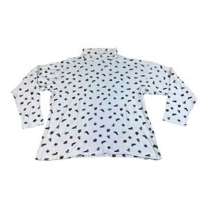 VTG Woolrich Shirt Womens XL White Long Sleeve Turtleneck Christmas Tree Star